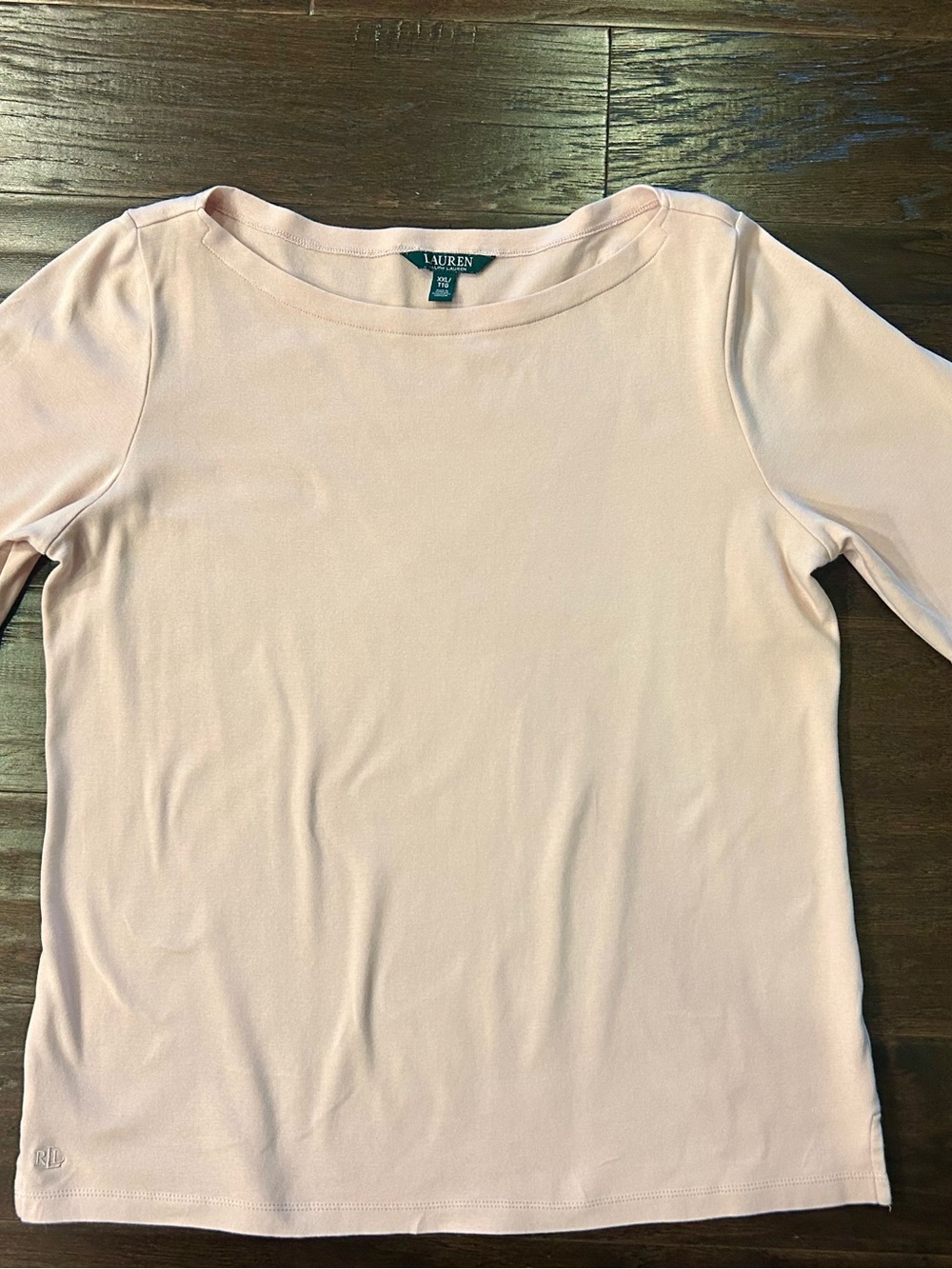 Lauren Ralph Lauren Pale Pink Long Sleeve Boatneck Tee